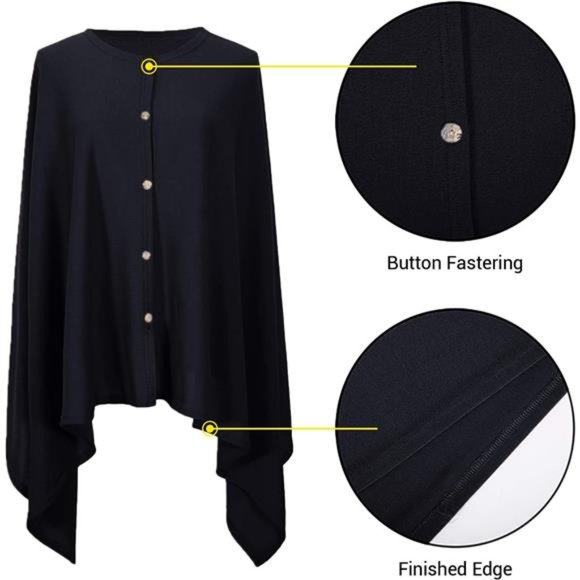 Women's Lightweight Knitted Scarf Poncho SweaterCape Shawl Versatile Fall Winter - Picture 3 of 7